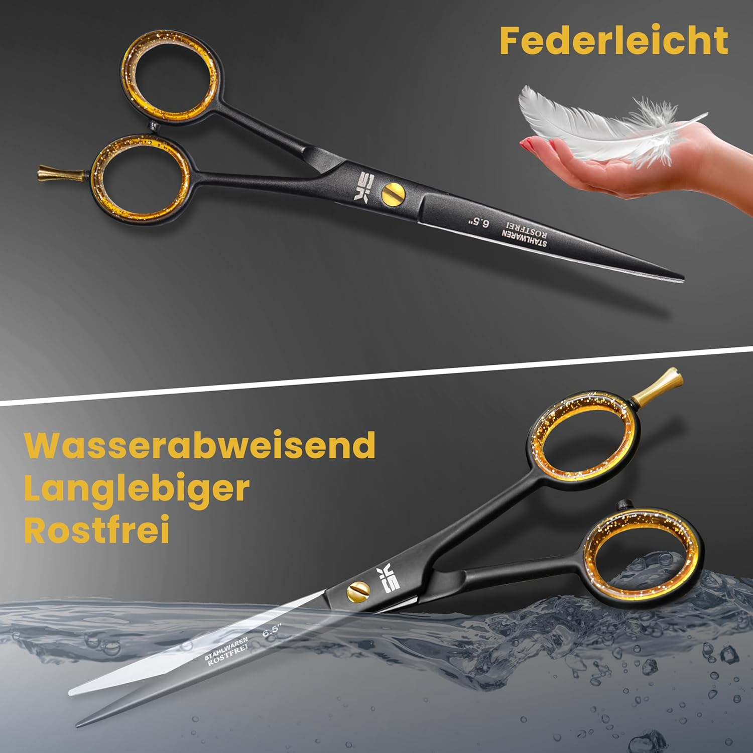 SK STAHLWAREN Hair Scissors 6.5 Inch Premium Rustproof Micro-Toothed Hairdressing Scissors Hair Cutting Scissors for Women, Men and Children for Strong and Fine Hair image number 2