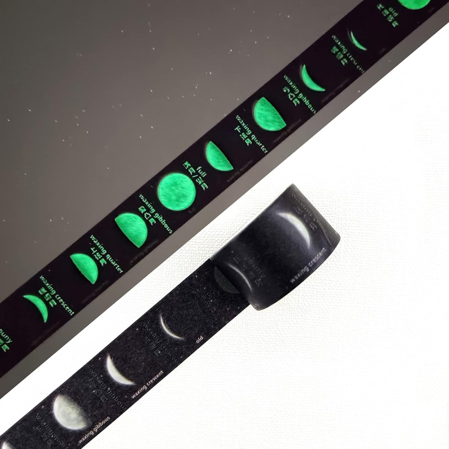 YUBBAEX Luminous Masking Tape, 6 Pcs Galaxy Fluorescent Tape Space Cute Design DIY Craft Journal Planner Scrapbooking Wrapping Present Decoration (Night Light Starry Sky)