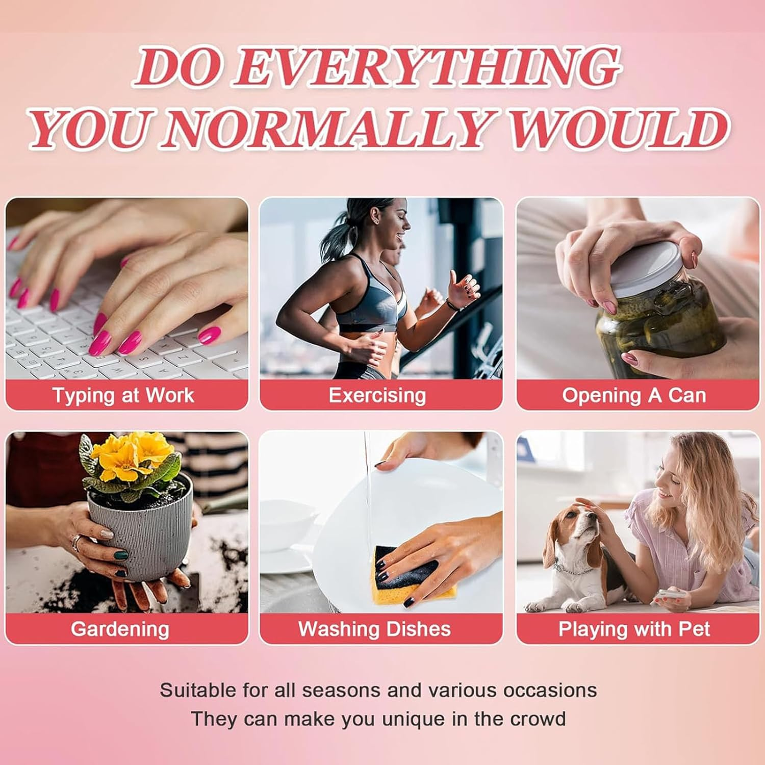 French Press on Nails,Short Almond Fake Nails,Reusable Stick on Nails in 12 Sizes-24 PCS Soft Gel Nails Kit, ABS Natural Fit, Salon-Quality,Elegant Moments