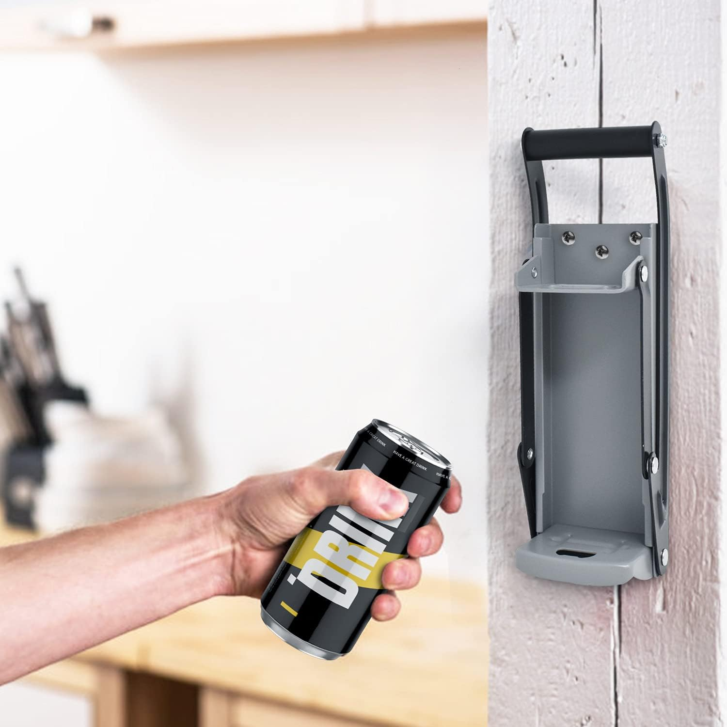 Joeji'S Kitchen Heavy Duty Drink Can Crusher Stainless Steel Can Crusher for Beer Cans Soda Cans Plastic Bottles Wall-Mounted Beer Can Crusher - Grey