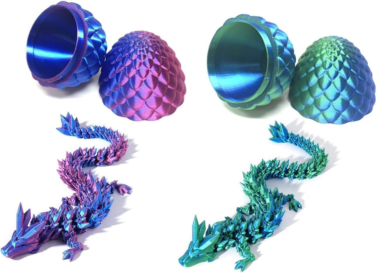 2 Packs Dragon Eggs with Dragon Inside, 3D Dragon Eggs with Dragon Inside, 3D Printed Dragon Egg, Mystery Dragon Egg, Dragon Egg Fidget Toy,Stocking Easter Basket Stuffers (Purple and Blue) image number 3