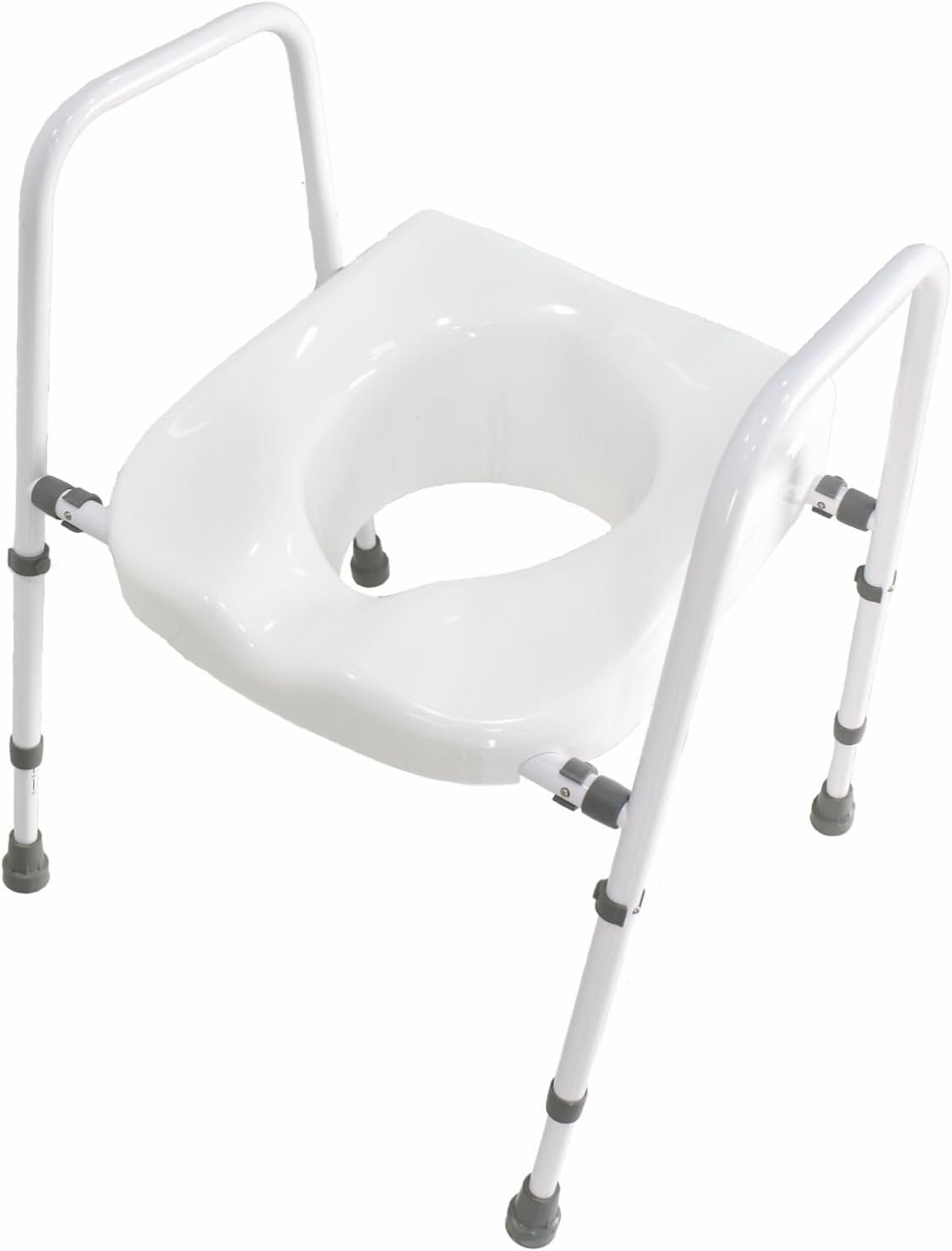 Raised Toilet Seat, Adjustable Height and Width Elevated Toilet Seat with Handles, Commode Chair for Toilet, Extra-Wide Seat, Bedside Commode, White image number 3
