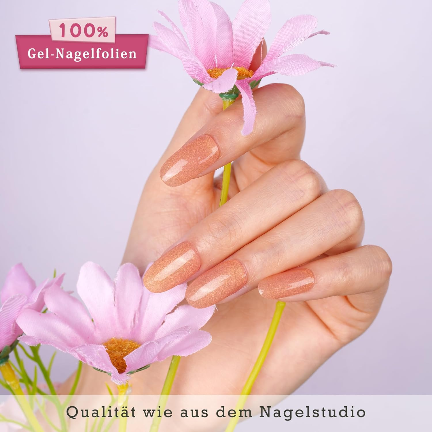 DANNI & TONI Semi-Cured Gel Nail Foils (Nude Mirage) Nude Tone Gold Cat'S Eye Shiny Nail Set UV Gel Nail Foil Nail Stickers Nail Design Self-Adhesive Wraps 28 Stickers - Metallic Sands-En image number 7