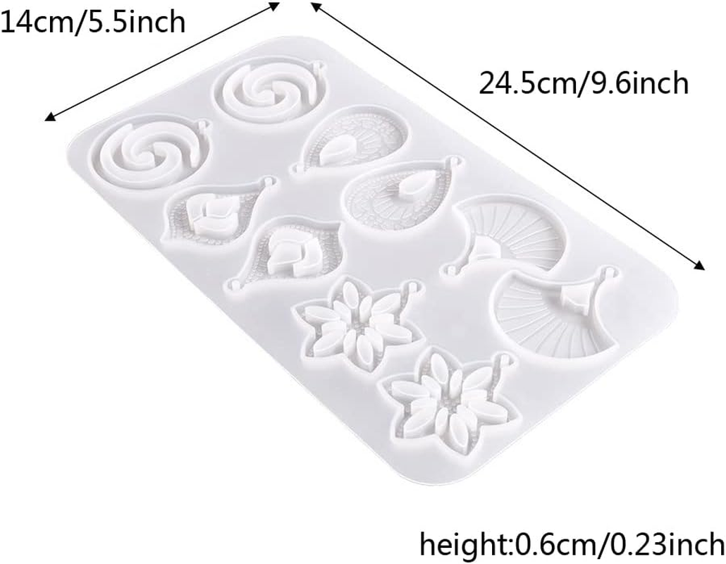 Jewellery Epoxy Resin Moulds Pendant Necklace Earrings Silicone Moulds Teardrop Flower Fan Leaf Jewellery Casting Resin Moulds Casting Mould Crystal Casting Mould for DIY Crafts