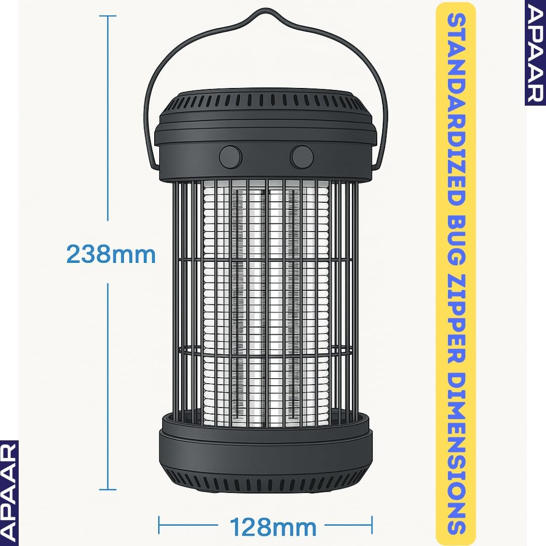 Bug Zapper &ndash; Solar & USB Rechargeable Insect Killer Lamp, Black&ndash; 5W UV Light with 4200V High Voltage Grid &ndash; Portable Indoor/Outdoor Mosquito Trap for Home, Patio, Garden & Camping image number 5