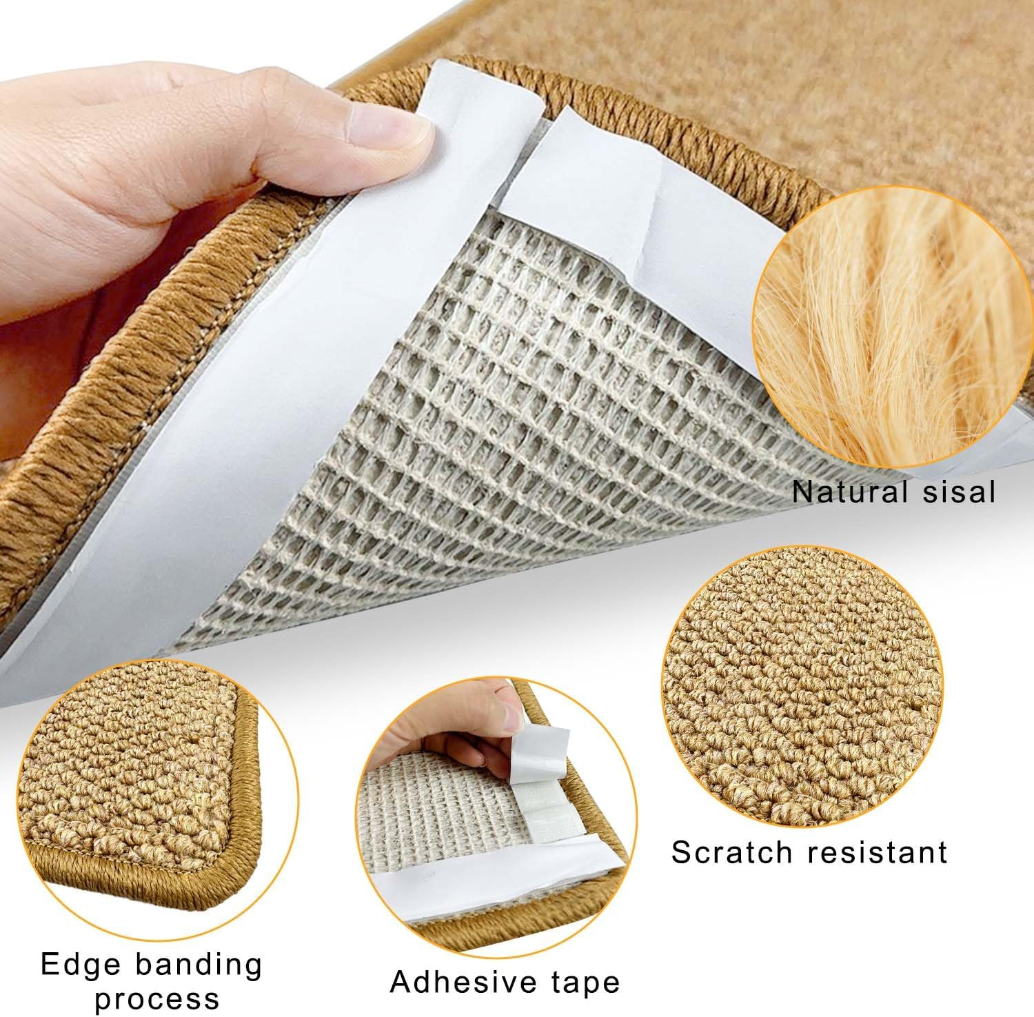 Wall Scratching Mat, 2 Pieces Cat Scratching Mat, 50 X 25 Cm, Natural Cat Scratching Mat, Wall, Free from Chemicals, Sisal Carpet, Cats, Cat Scratching Mat for Sofas, Wall and Bed image number 1