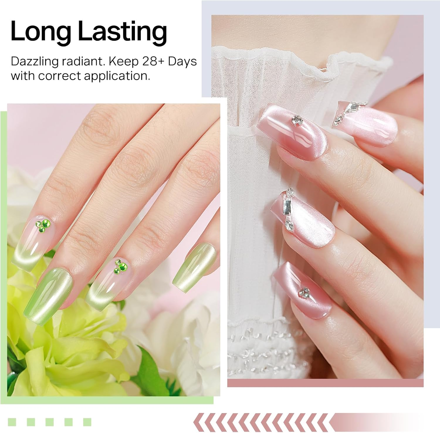 MIZHSE Cat Eye Gel Nail Polish 20 Colors, Ceramic Magnetic Gel Polish Set with Magnet Stick, Trendy Colors Cateye Effect Soak off Nail Art Salon Home DIY for Girls Women image number 2