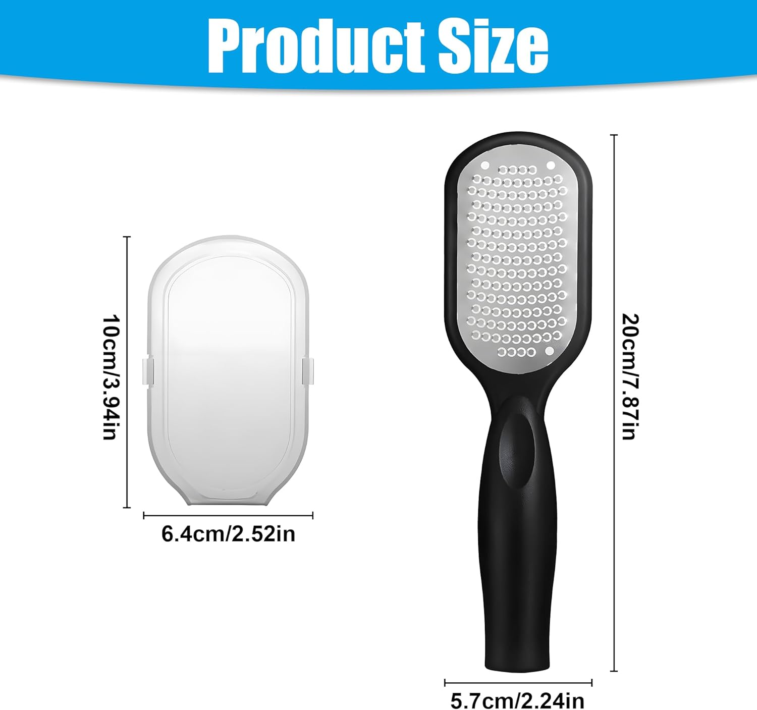 Foot File Callus Remover with Dead Skin Catcher - Mess-Free Wet & Dry Foot Scrubber and Heel Scraper for Cracked Heel Treatment, Home Pedicure & Travel Essential for Men and Women (Black) image number 3