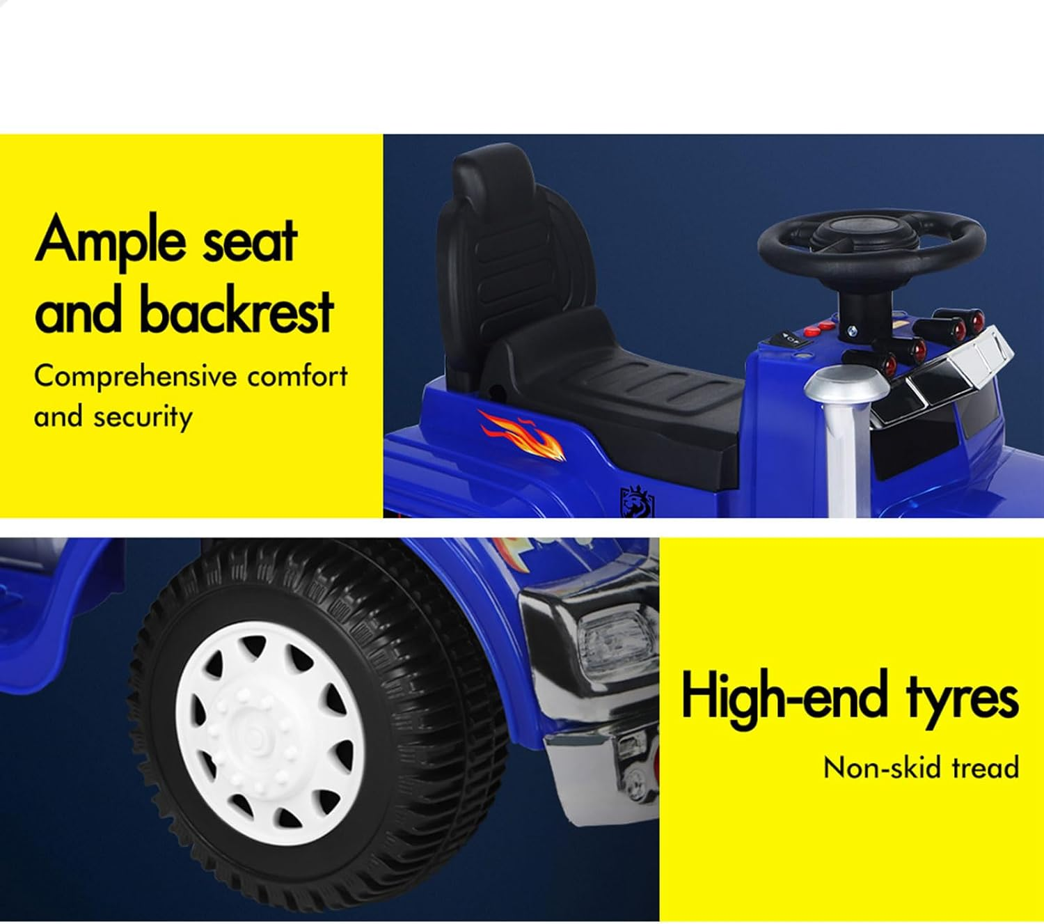 ALFORDSON Kids Ride on Truck 6V Motor, Eletric Toy Car with Music Player, LED Lights, Ride-On Car Design Vehicle SUV Tractor Toy, Blue - Black image number 6