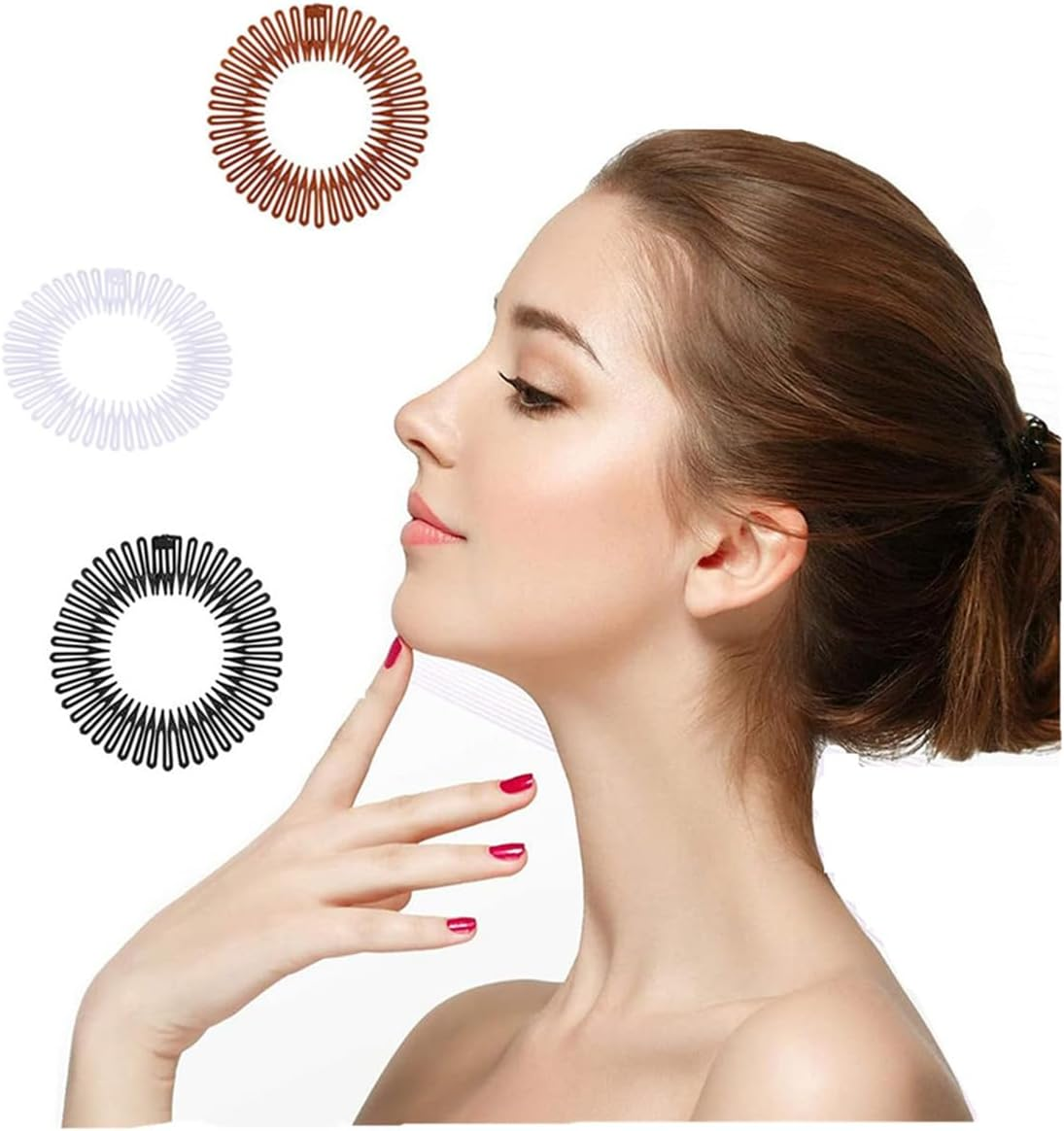 3 Pcs Plastic Elastic Soft Comb Headband for Women Men Girls,Flexible Plastic Headband with Teeth（ Black, Coffee, Transparent Color） image number 6