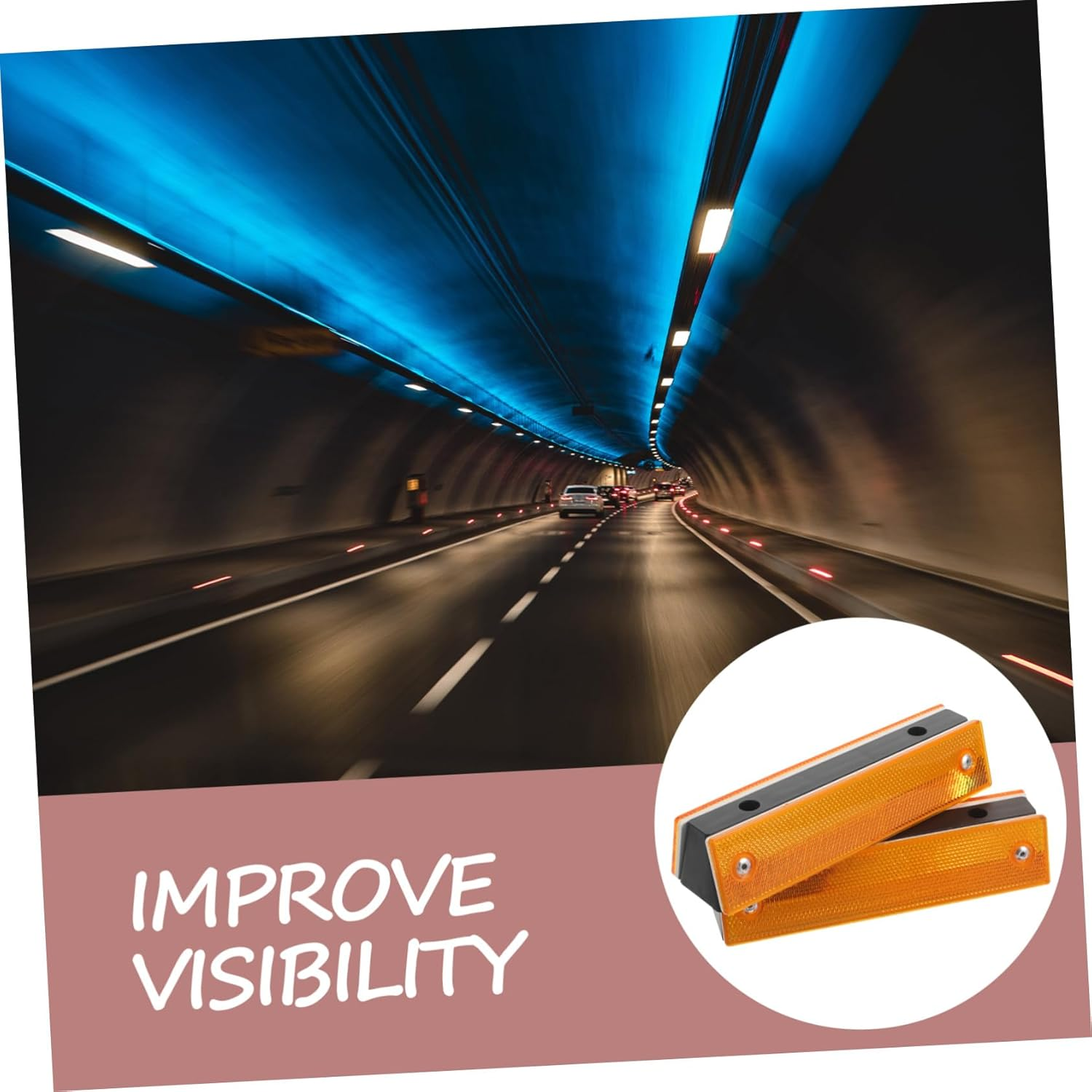 ABOOFAN 4Pcs Double-Sided Reflective Rectangular Road Delineators for High-Speed Highway and Garage Safety Enhanced Visibility Pavement Markers for Low-Light Driving Conditions image number 5