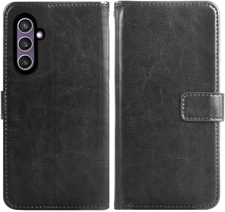 Compatible with Samsung Galaxy S23 Fe 5G Wallet Case Tempered Glass Screen Protector and Leather Flip Cover Card Holder Credit ID Stand Cell Accessories Phone Cases for S 23Fe S23FE G5 Women Men Black image number 6