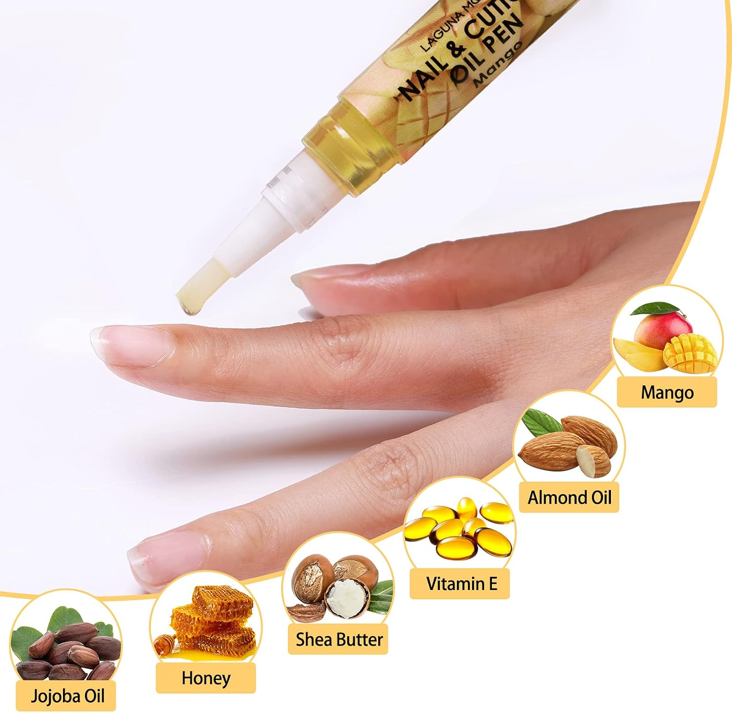 Lagunamoon Cuticle Oil Pen for Nail Care, 5Ml Nail Oil Pen with Natural Ingredients to Moisturize and Nourish Dry Nails and Cuticles, Cuticle Oil to Prevent Nail Cracking and Hangnails, Mango image number 2