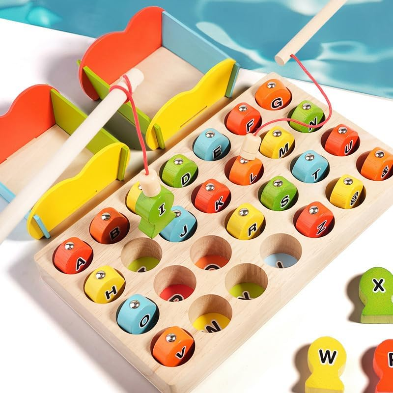 Magnetic Fishing Game, Montessori Wooden Educational Toys for Toddler Kids Learnig ABC Alphabet & Color Sorting,Fine Motor Skill Toys for 2 3 4 Years Old Toddler Boys Girls Gift image number 2