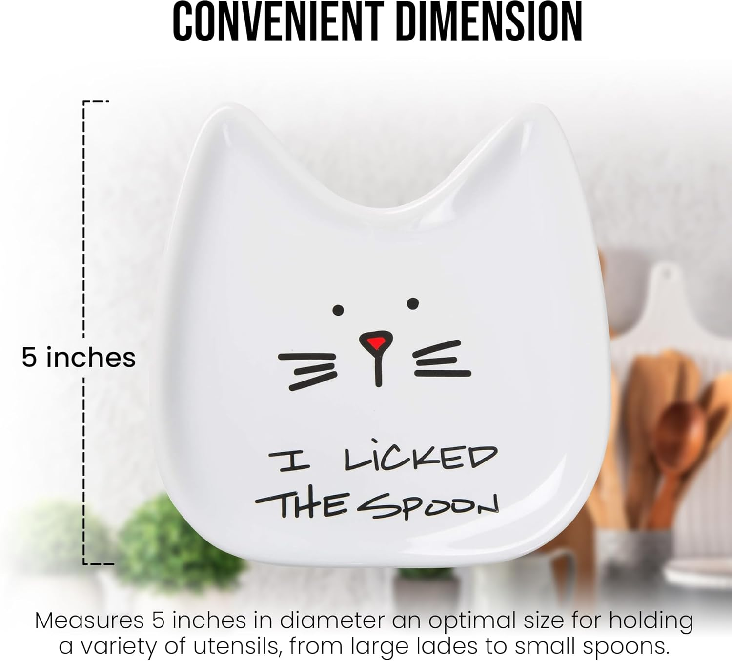 Pavilion Gift Company Blobby Cat, Cat Spoon Rest I Licked the Spoon, 5", White image number 5