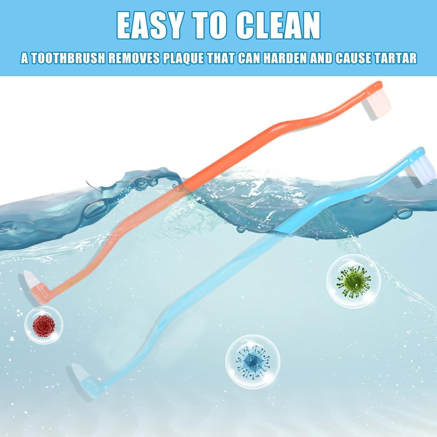 Double Headed Dog Cat Pet Toothbrush Long Handle Dog Tooth Brush, 6Pcs Dual Sided Cat Toothbrushs with Micro Brush Head,Double-Headed Toothbrush Long Handle Tooth Brush Soft Bristle Pet Tooth Brush image number 5