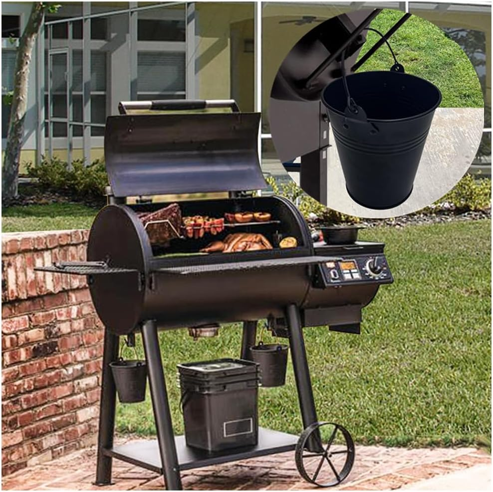 Grease Bucket for Griddle,Grease Bucket Set with 15 Tin Liners Rust Proof Iron Alloy Drip Grease Can Tin Liners for Griddle Smoker Bucket Drip Grease Bucket Grill Bucket for Picnic Camping image number 4