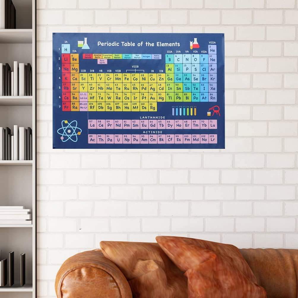 Iplusmile Chemical Periodic Table Chemistry Elements Wall Pictures Decor Periodic Table of Elements Wall Art Science Poster Chemistry Periodic Table Supplies Child Laminated Silk Cloth image number 3
