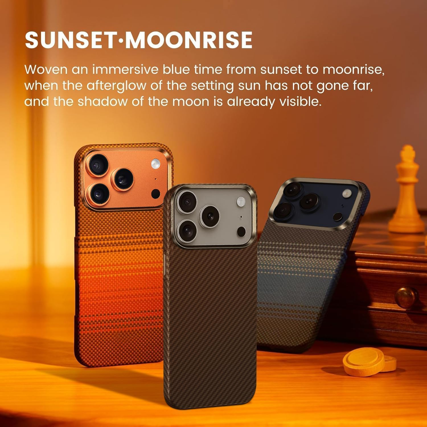 Case for Iphone 17 Pro Max: Business Men Slim Magnetic anti Fall Cover (Compatible with Magsafe) - 1500D Aramid Fiber Textures Design Thin & Light Cover with a Caseless Feel - 6.9 Inch (Sunset Gold) image number 5