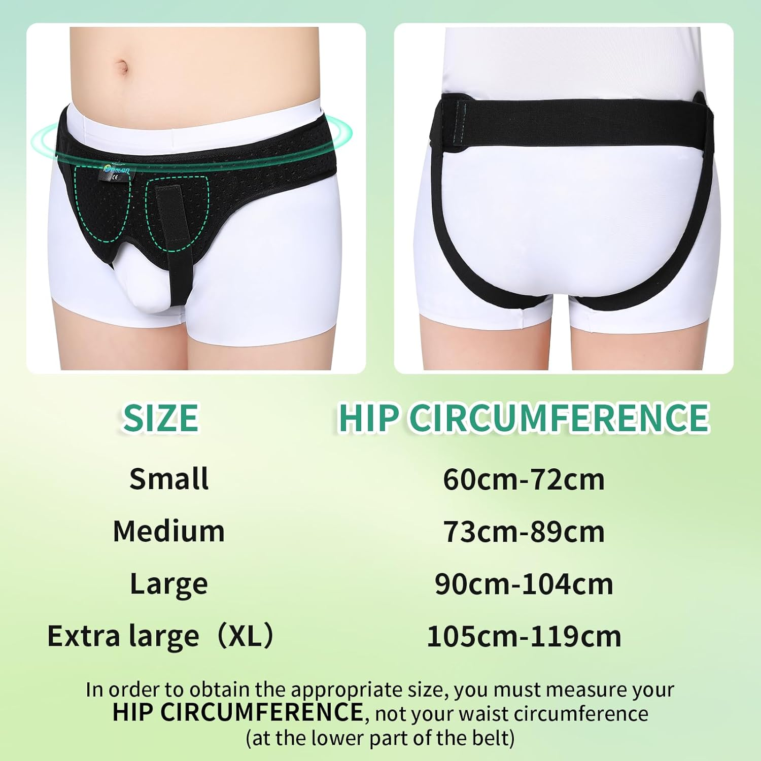 Tenbon Hernia Belt for Men and Women Flexible Adjustable Inguinal Groin Hernia Belt Support Truss Pain Relief Recovery Strap with 2 Removable Compression Pads Comfortable Material (L, Black) image number 5