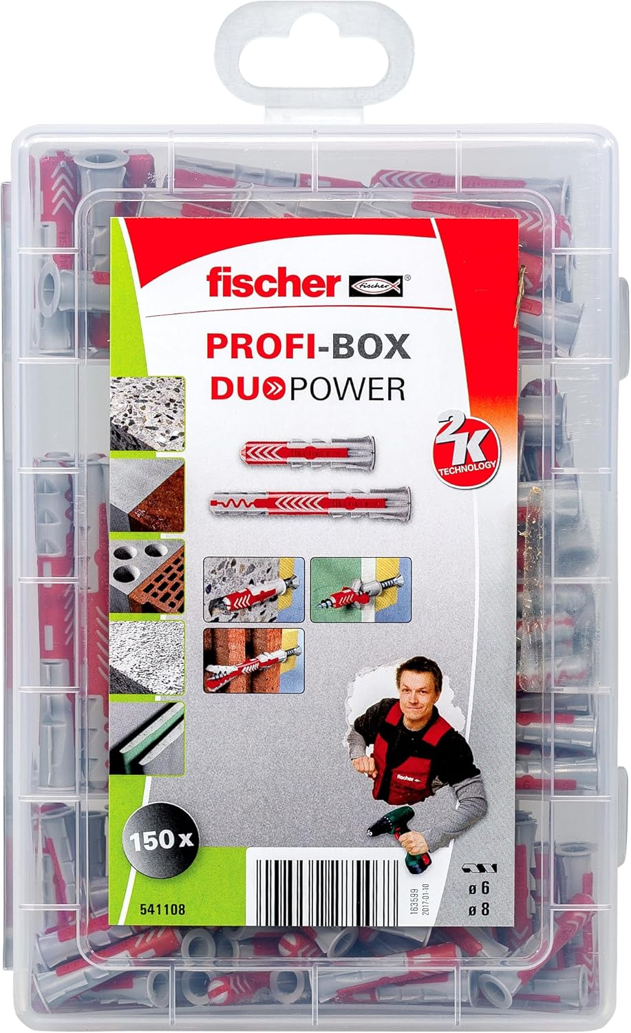 Fischer 541108 Profibox DUOPOWER Assortment Box of Cleats, Red and Grey, Sin Tornillo image number 4