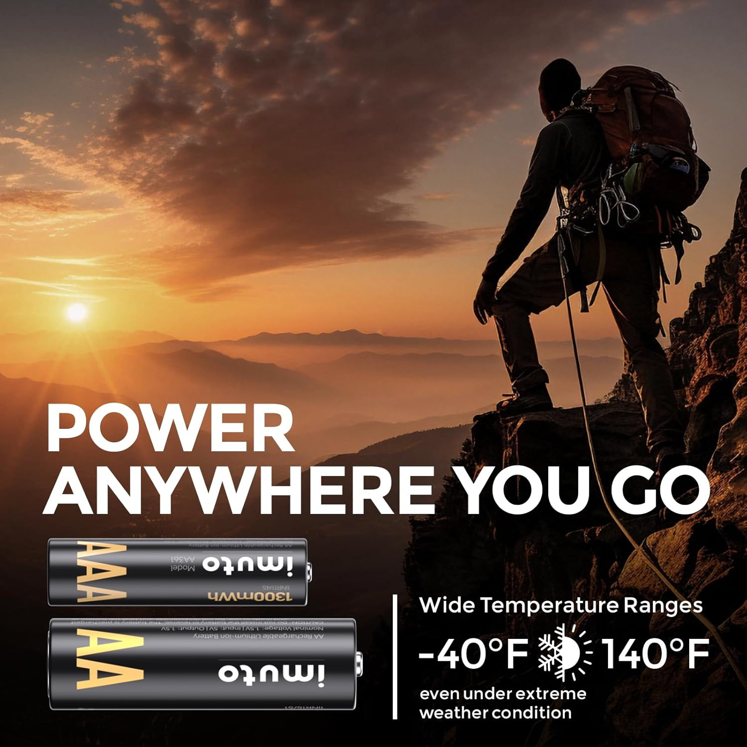 Imuto Rechargeable 4 AAA and 4 AA Batteries Lithium with Charger,8 Pack 1.5 V Triple a Double a Batteries Rechargeable, Long Lasting Lithium Battery with Integrated Charging Storage Box(4Aaa+4Aa) image number 6