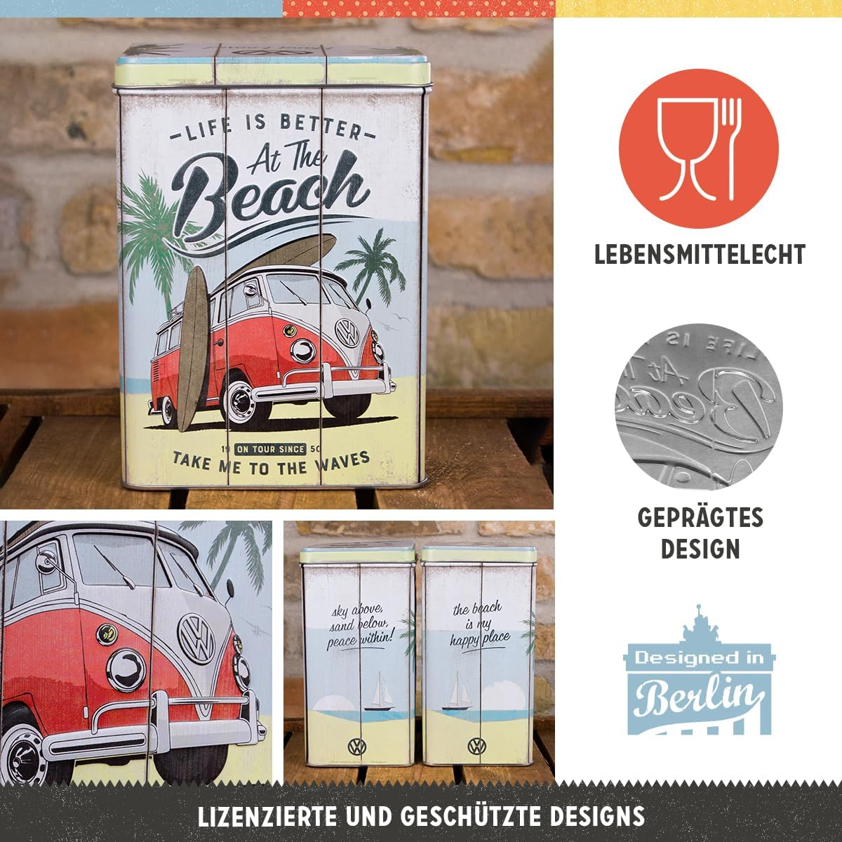 Nostalgic-Art Retro Large Storage Container VW Bulli - Beach - VW Bus Gift Idea Large Coffee Tin Vintage Design 3 L image number 2