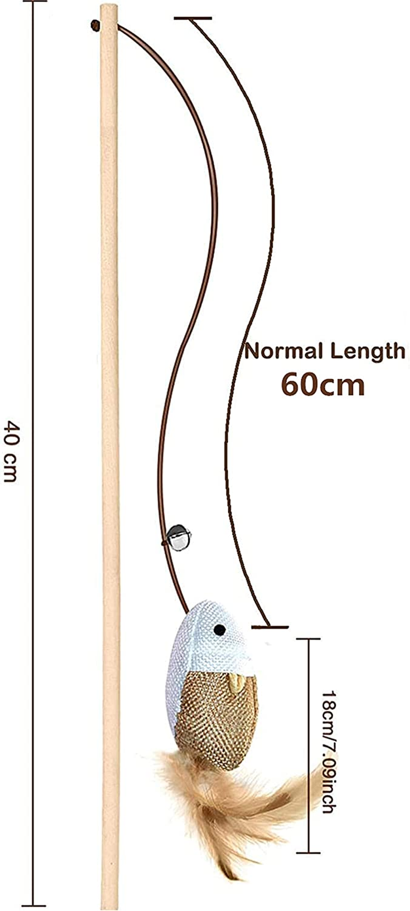 Cat Teaser Wand Toys,Cat Feather Toy,Cat Interactive Toys,Fishing Rod with Mouse, for Play, Exercise, Activity & Fun, Indoor Cats Kitten Interactive Training (5Pcs) image number 5