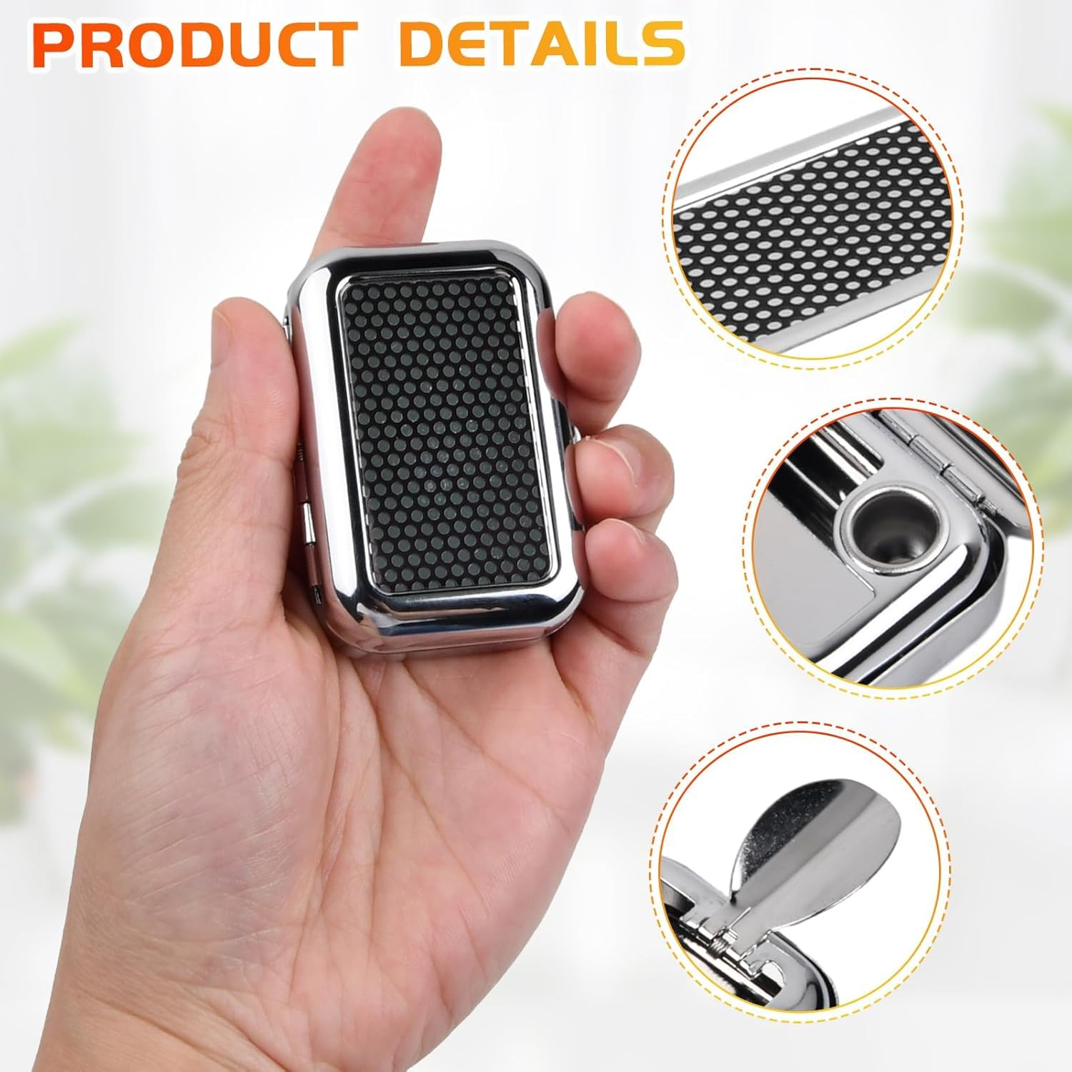 1Pc Pocket Ashtray Mini Square Metal Ashtray with Lid,Mini Portable Ashtray Square Metal Ashtray,Metal Mini Pocket Travel Ashtray image number 4