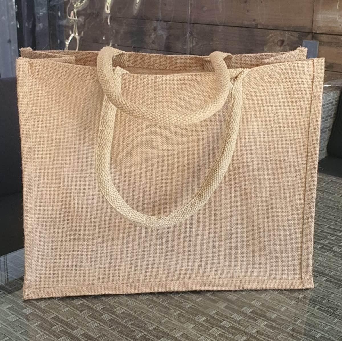 (Pack of 2 Bag) 100% Natural Jute Bags | Reusable Shopping Bag | Hessian Shopping Bags | Eco Friendly Bag (Size 32H X 40W X 18D Cm) | Jute Grocery Bags image number 1