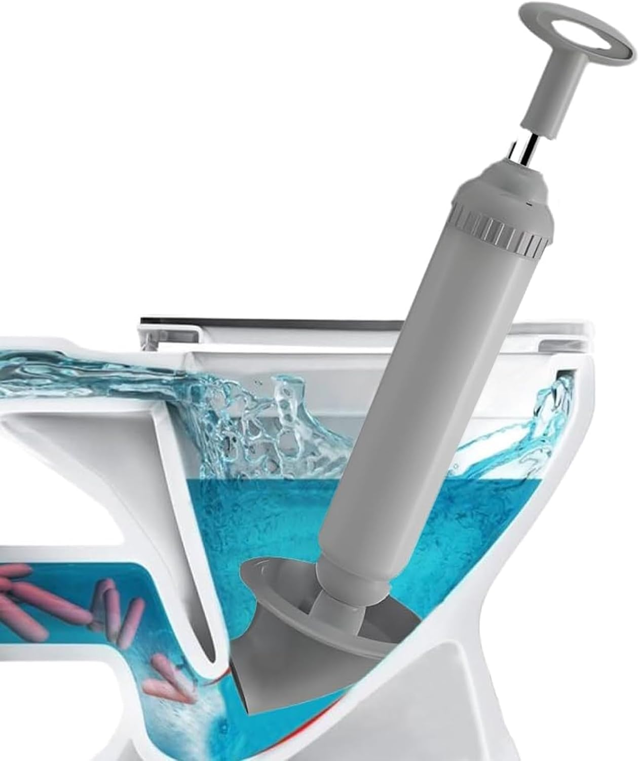 Pipe Cleaning Pump, High Pressure Drain Cleaner Pump 2025 New Pipe Cleaner Compressed Air Quickly Releases Drain Blockage, for Toilets, Sinks, Floor Drains, Drain Pipes (Grey)