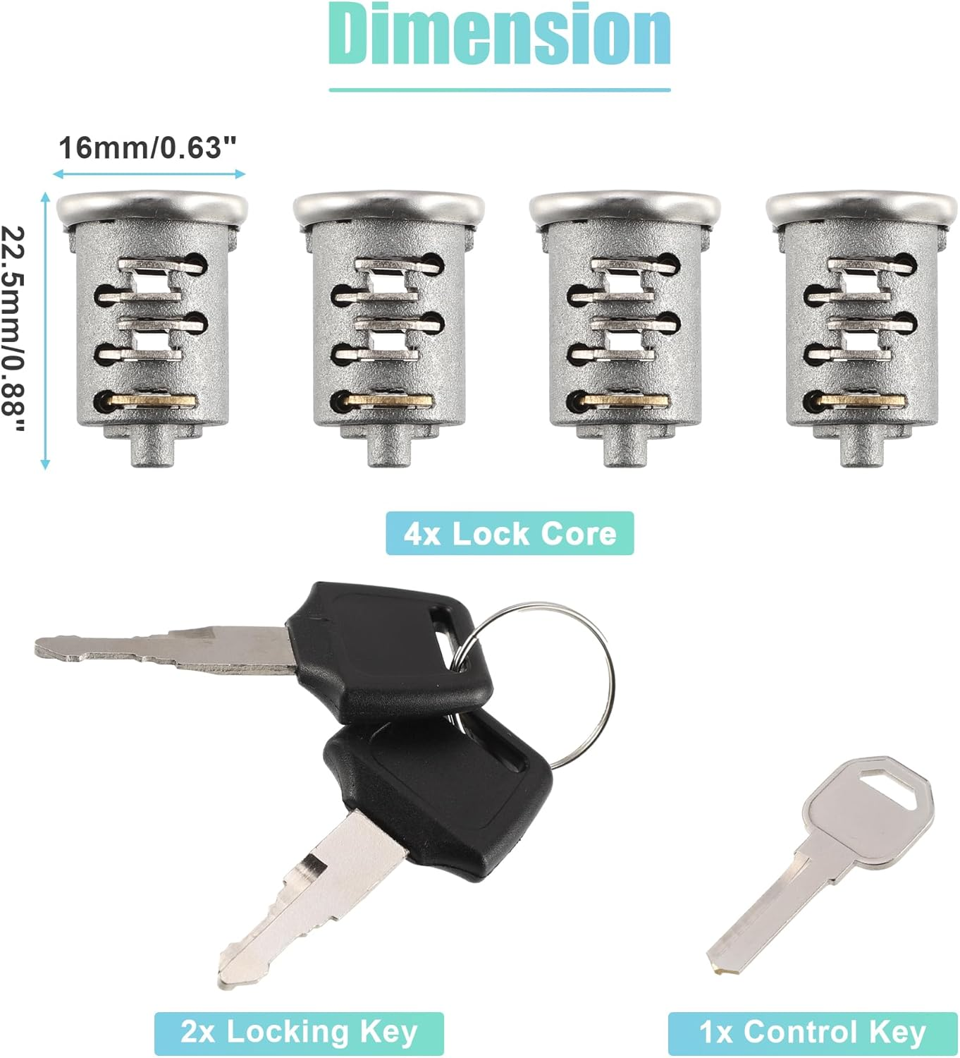 X AUTOHAUX 4 Pack Car Roof Rack Lock Cylinder Lock Core Replace for Yakima Car Rack System Components Metal Lockable Cylinders Core Lock Kit W/Lock Key and Control Key