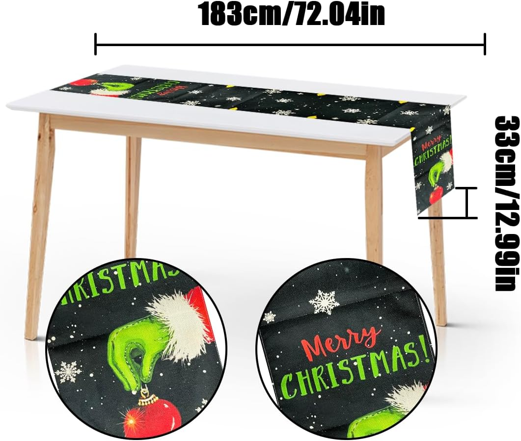 BEZANU Christmas Table Runner, Christmas Dining Table Decoration for Home Party Decor (33 X 183Cm/13 X 72In)