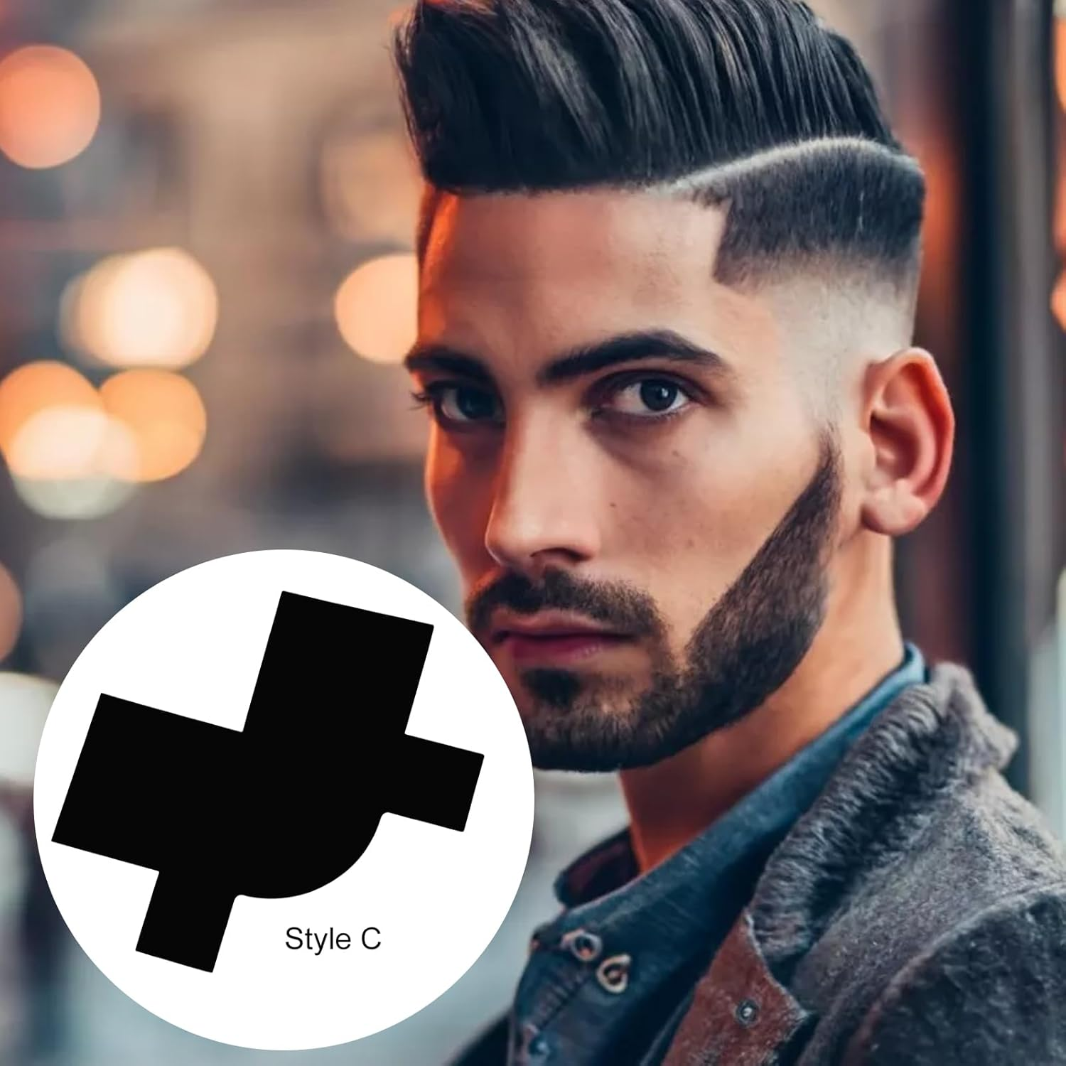 4 Shapes Enhancement Barber Card for Hair Cutting,Enhancements Barber Spray Hairline Card,Beard Shaping Tool,Design Tool Set(4 Pack) image number 6