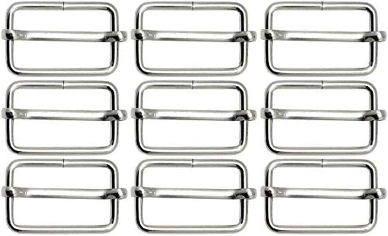 Onwon 50 Pieces Slide Buckle 1 Inch Metal Tri-Glide Slides Silvery Roller Pin Buckles Rectangle Adjustable Webbing Slider for Fasteners Strap Handbag Backpack Suspenders Belt DIY Accessories image number 1