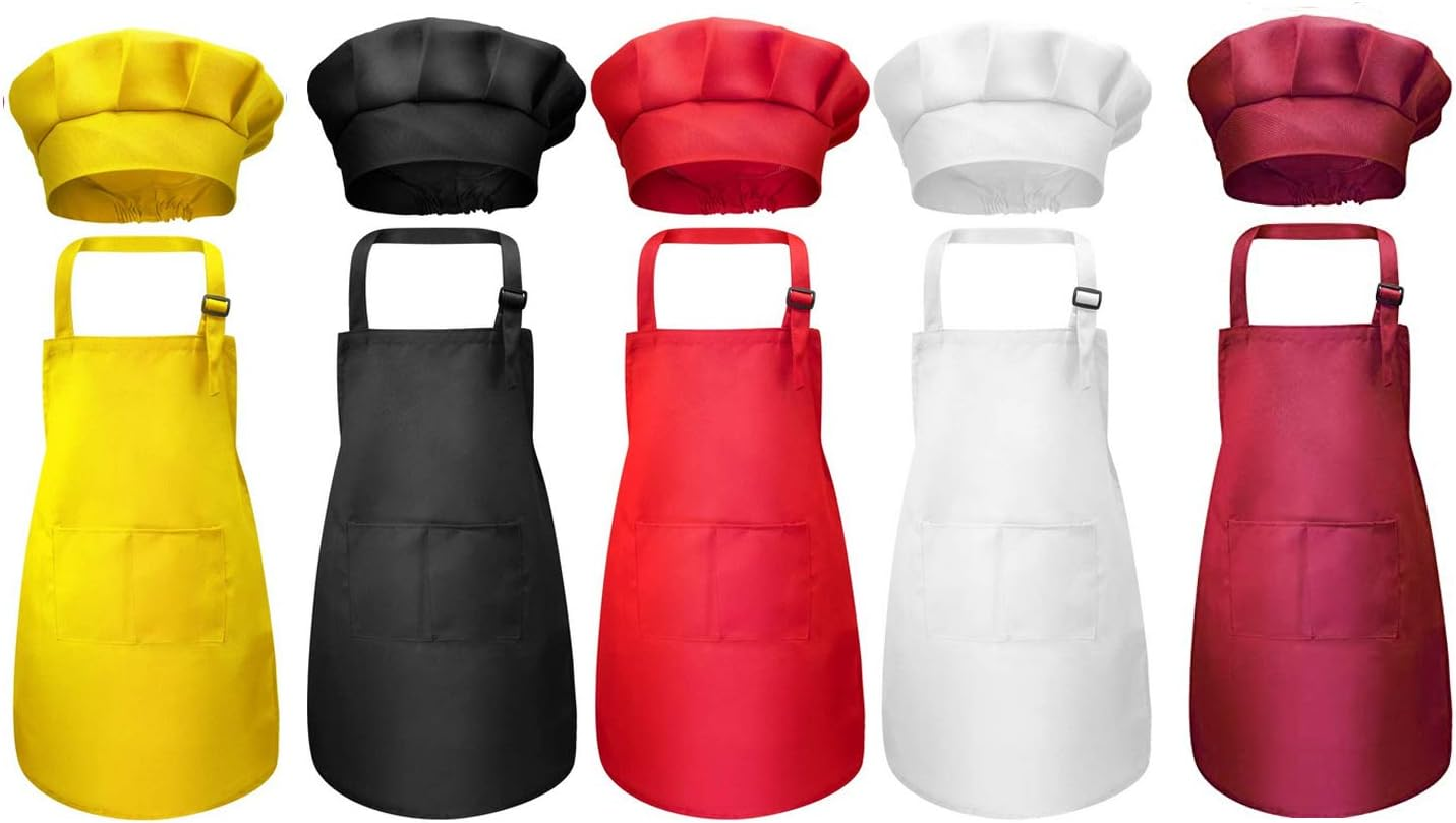 10 Pieces Kids Chef Hat and Apron Set