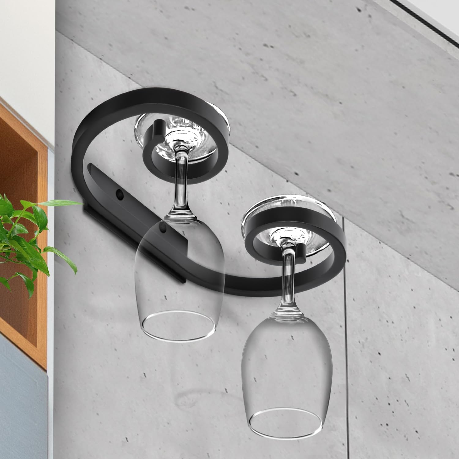 PEUTIER 4Pcs Wall Mounted Wine Glass Rack, 6.69X3.82 Inch Wine Glass Holder Metal Wine Glass Hangers Wine Glass Rack under Shelf Cabinet Stemware Storage Organizer for Kitchen Bar image number 6