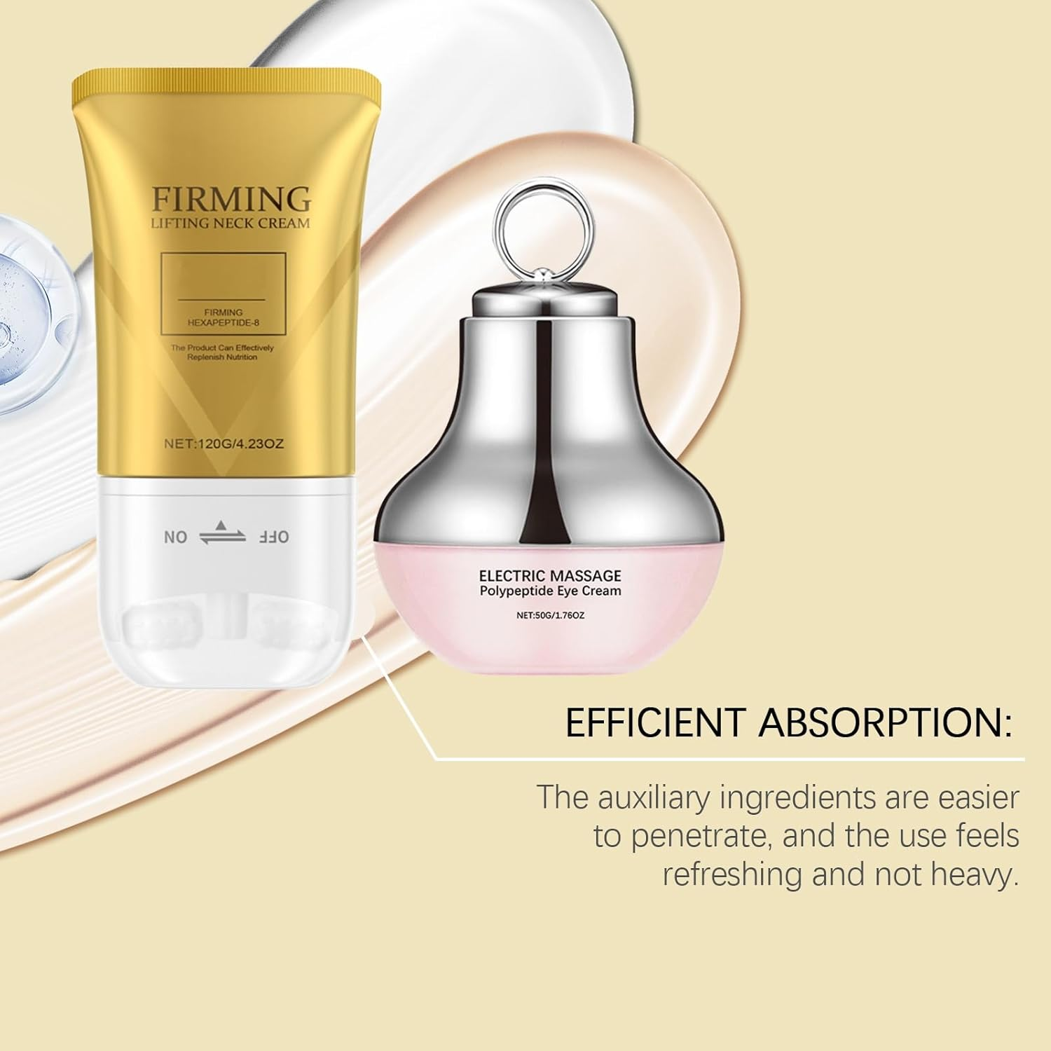 Electric Massage Polypeptide Eye Cream, Neck Firming Cream Set for Women Moisturizing Eye Care (Set) image number 4