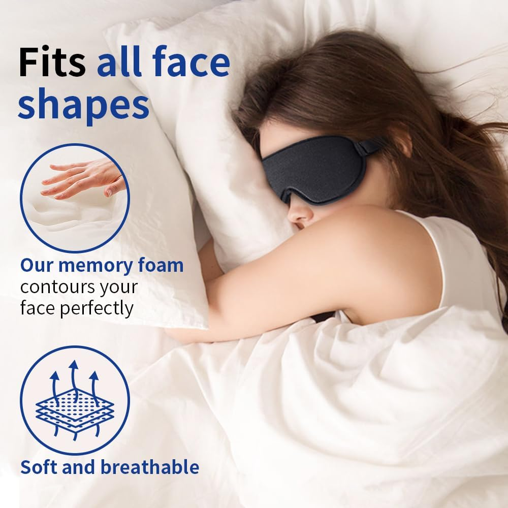 Sleep Eye Mask for Men and Women Zero Pressure Sleeping Eye Mask with Adjustable Strap Ultra Soft & Comfortable 3D Contoured Blackout Sleep Mask for Nap/Travel/Yoga/Sleeping/Shift Work/Meditation image number 6