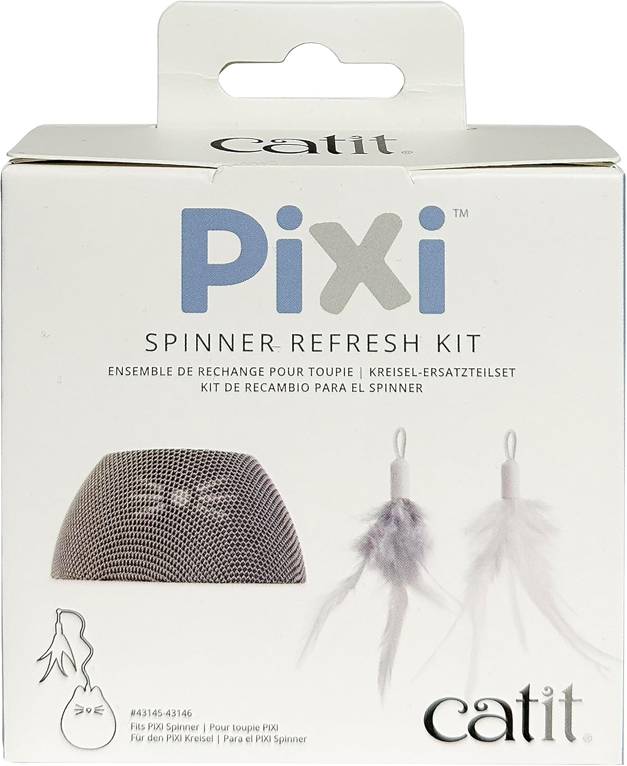 Catit Pixi Spinner Refresh Kit, Catit Pixi Spinner Replacement Kit, Cloth Cover & Feather Parts, Rotating Cat Treat Dispenser, Electric Toy image number 2