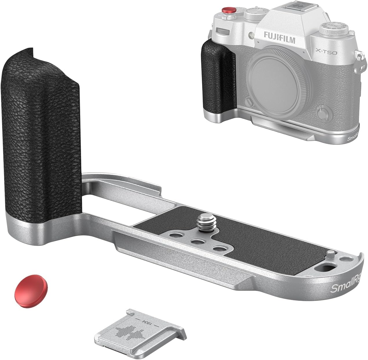 SMALLRIG X-T50 Handgrip, Silicone L-Shape Handle for FUJIFILM X-T50 Camera, Built-In Quick Release Plate for Arca, with Shutter Button and Hot Shoe Cover, Silver - 4713 image number 4