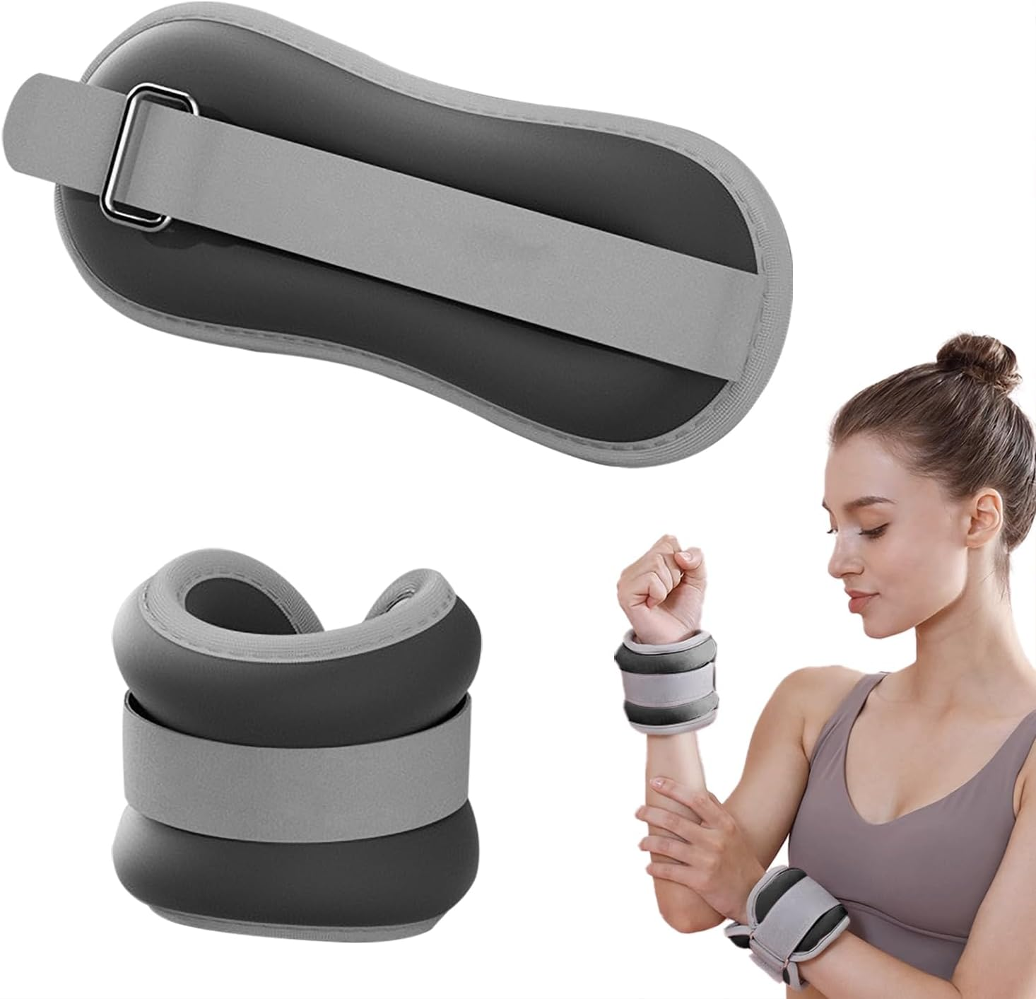 Wrist Ankle Arm Leg Weights Set of 2 (1KG/PCS) Adjustable Wearable Ankle Weight Wrist Weights Gym Sandbag Training Fitness Equipment for Walking, Yoga, Dance, Barre, Pilates, Cardio, Aerobics, Jogging image number 6