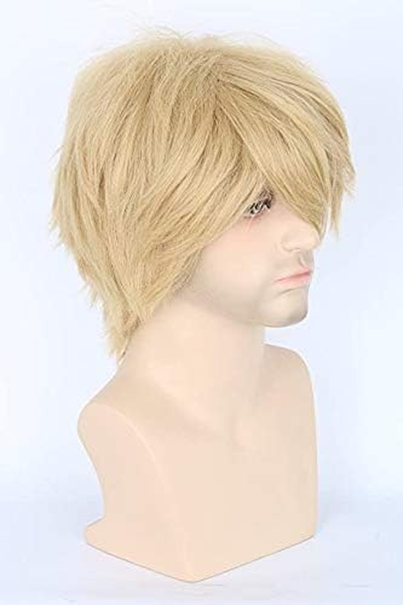 Topcosplay Short Straight Cosplay Halloween Wigs for Women Bob Cut Hair Wig with Bangs Light Blonde - Blue image number 4