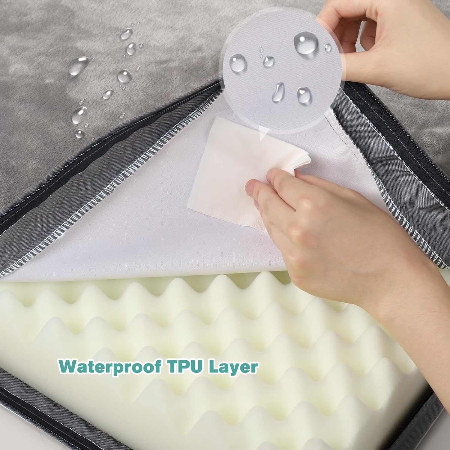 Waterproof Dog Bed, 41 * 27 * 3 Inch Thick Orthopedic Crate Bed for Large Medium Dogs with Washable Removable Cover, Anti-Slip Pet Sleeping Mattress image number 4