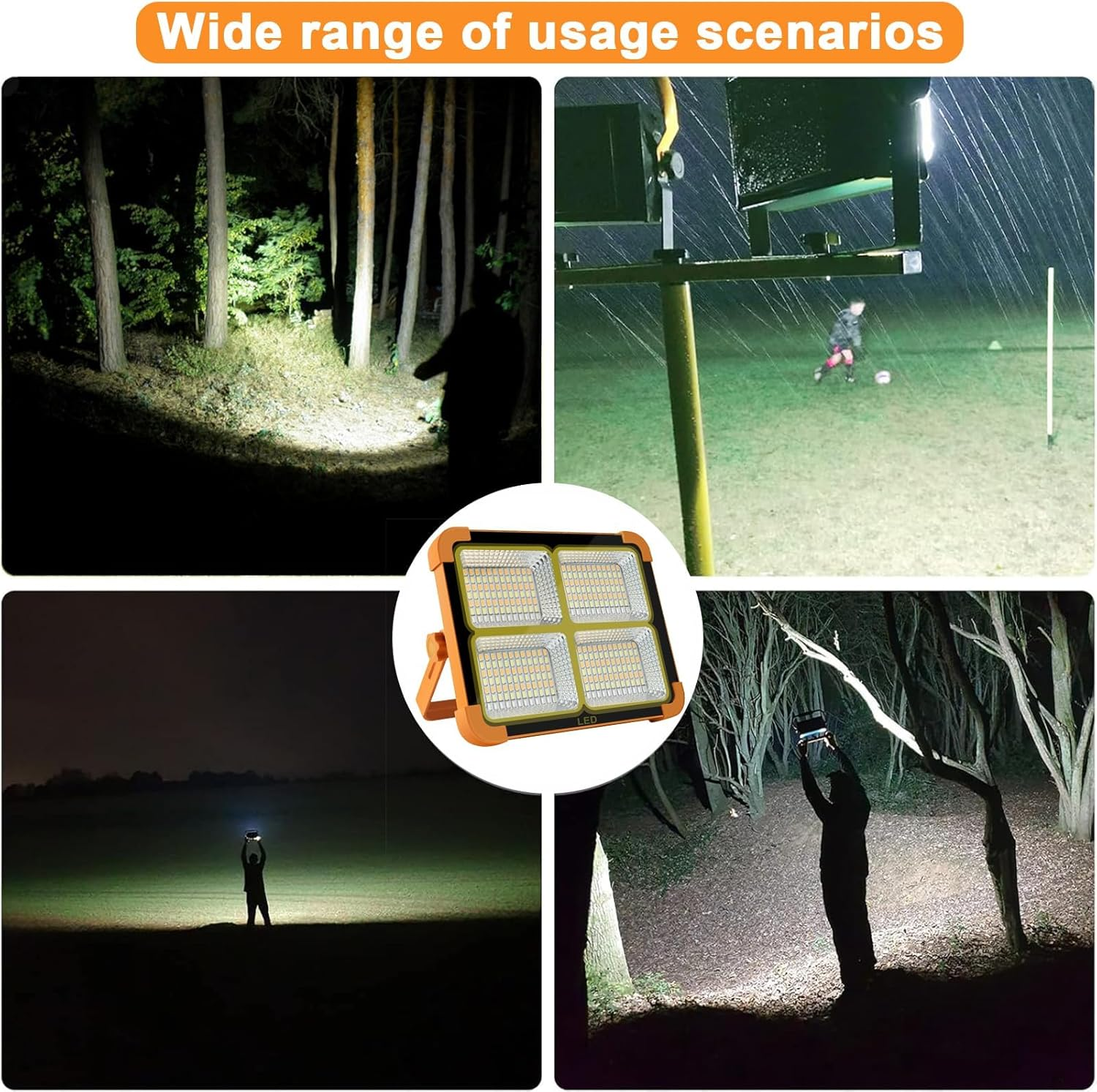 HAOON LED Work Light with Rechargeable Battery 4800Mah 10000 LM, Portable Solar Camping Lights, IP66 5 Lighting Modes Worklight for Outdoor Building Emergency Car Repairing image number 6