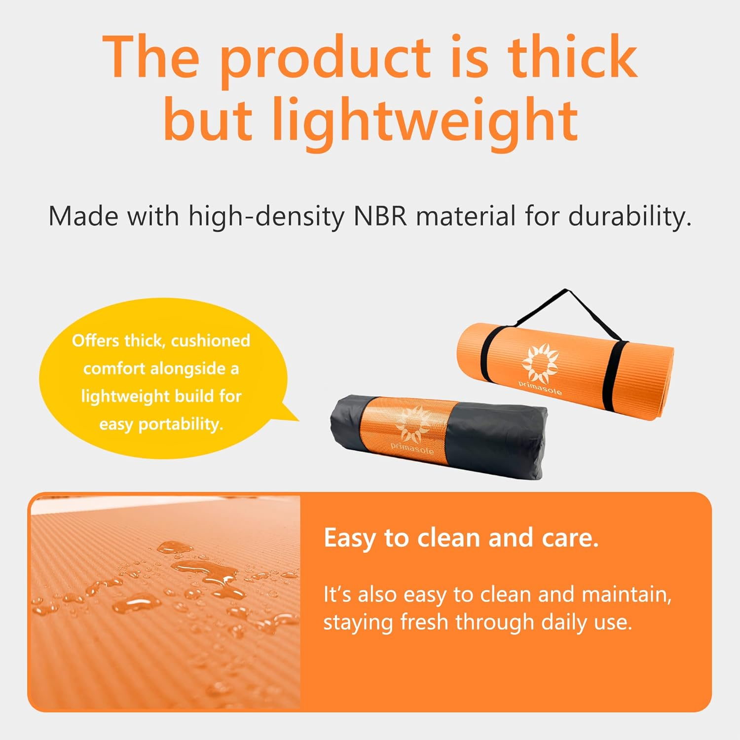 Primasole 1/2 Thick Exercise Mat with Carry Strap & Case Mat for Yoga Pilates Fitness at Home and Gym 72" L X 24" W image number 6