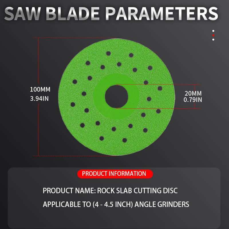 Rock Slab Cutting Disc, 4 Inch Rock Slab Flat Grinding Cutting Piece, Diamond Chamfered Saw Blades for Cutting and Grinding Tile and Marble (5) image number 1