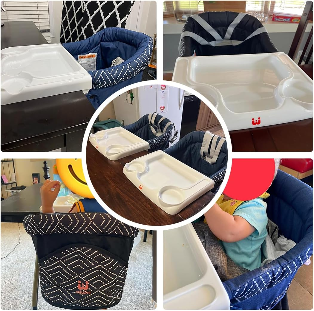 MTWML Hook on High Chair with Tray,Portable Baby High Chair That Attaches to Table,Clip on Fast Table High Chair for Babies and Toddlers.Baby Feeding Seat for Dining Table and Counter(Stripe-Black)