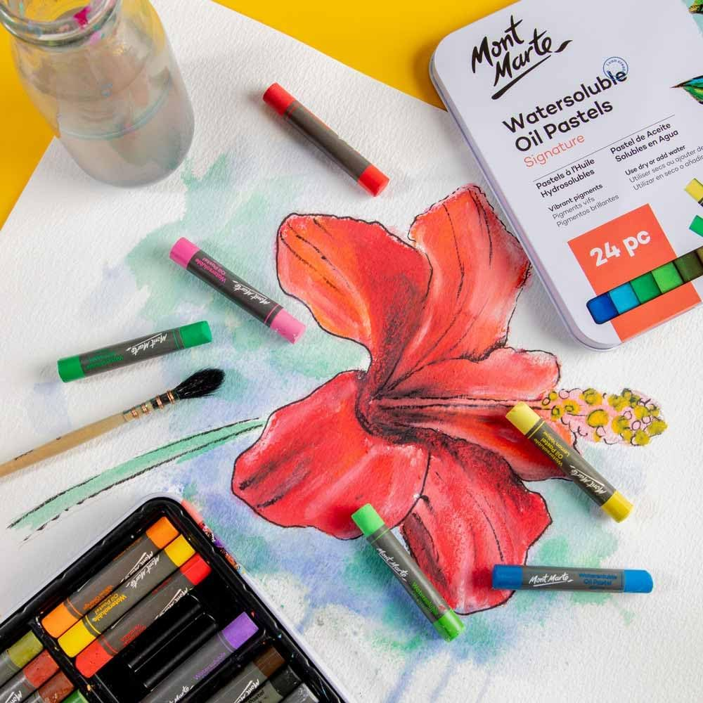 Mont Marte Watersoluble Oil Pastels in Tin Box 24-Pieces Set image number 1