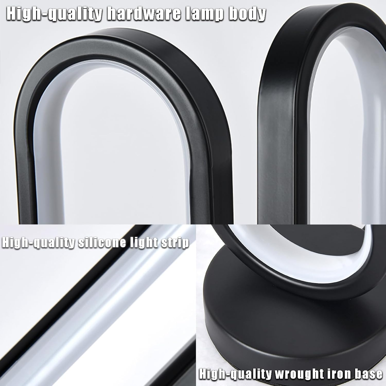 Small Modern Bedside Table Lamp, LED Oval Bedside Night Light, 3 Color Temperatures and 10 Brightness Levels, 8.6'' Desk Lamp for Bedroom, Living Room, Reading Lamp, Home Decoration, Black image number 2